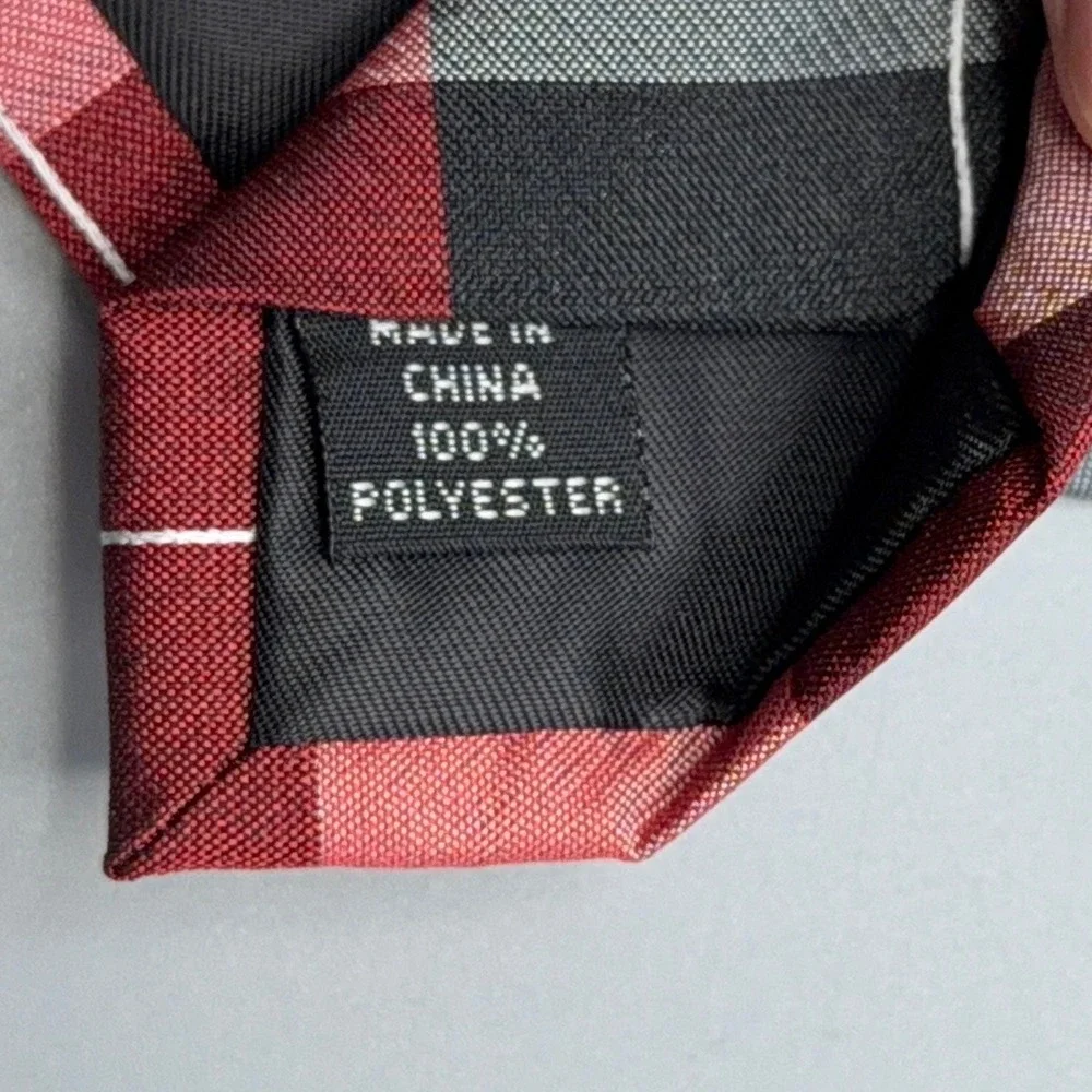 AXIST Mens Plaid Necktie‎ Red Gray Black Polyester Formal Fashion Accessory